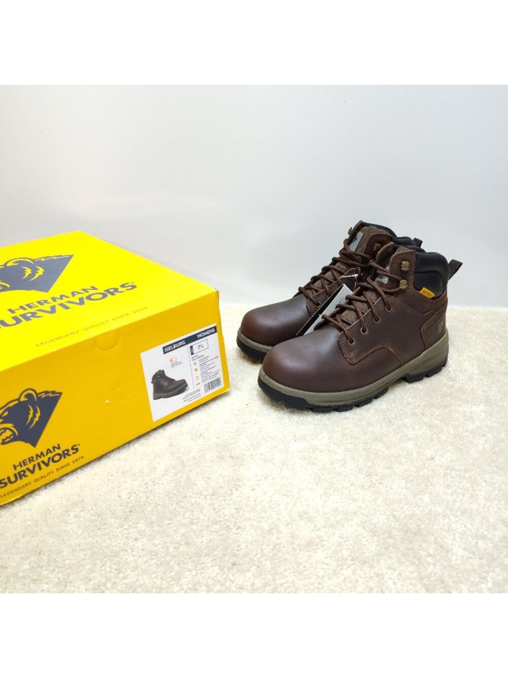 Herman Survivors Womens US 7.5 Iselburg Brown Steel Toe Waterproof Work Boot NIB